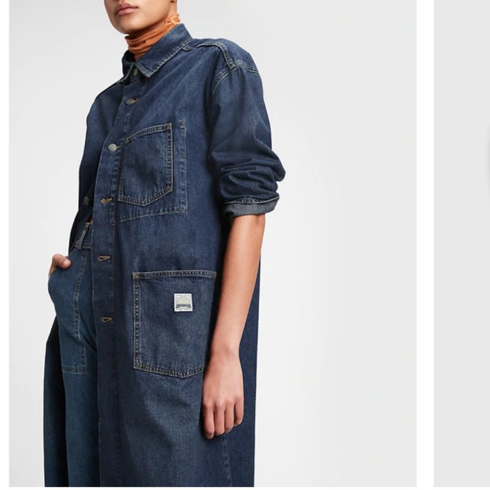 GAP Workforce Denim Long Coat Jacket Duster Trench